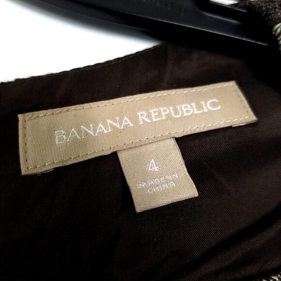 Banana Republic Brown Abstract Marbled Metallic Sheath Dress Size 4 - Picture 7 of 9